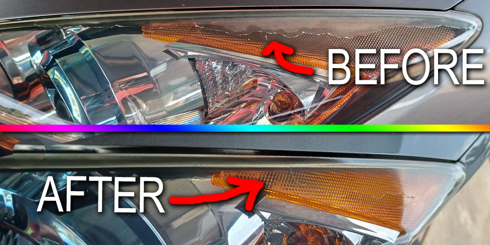 headlight before and after application